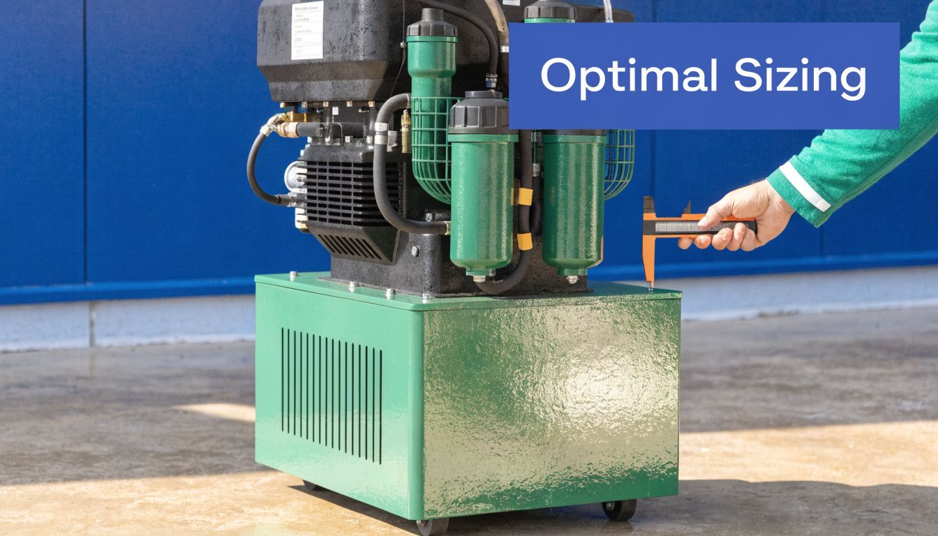 A person using a digital caliper to measure components on a industrial hydraulic power pack diesel engine.