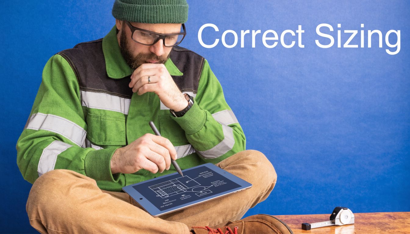 A technician wearing a work jacket and beanie hat sketching a technical plan on a tablet.