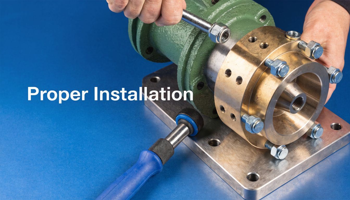 A technician performing a precision installation of a mechanical gearbox component using a torque wrench.
