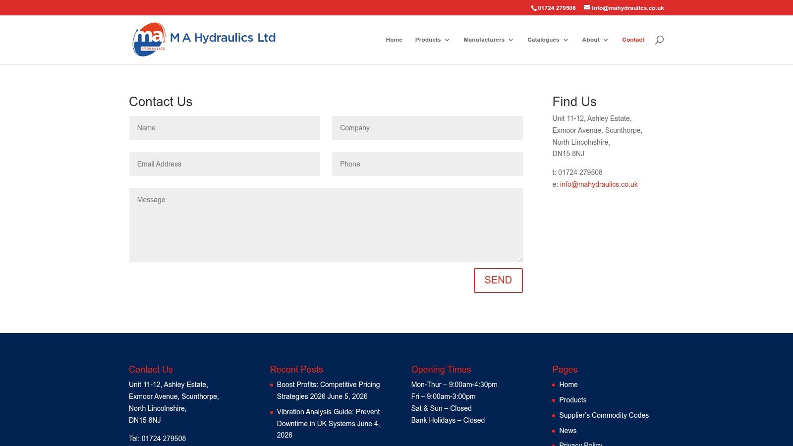 Screenshot from https://www.mahydraulics.co.uk/contact-us/