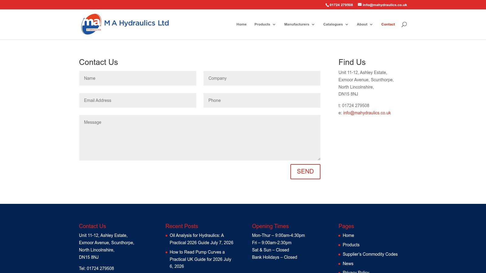 Screenshot from https://www.mahydraulics.co.uk/contact-us/